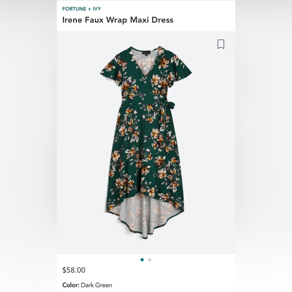 Fortune + Ivy Floral Green High-Low Maxi NWT